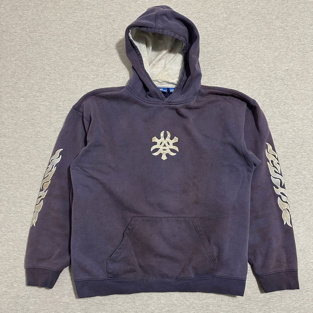 Outlooks Vintage Y2K Tribal Flame Graphic Pullover Hoodie Faded Purple Mens XL